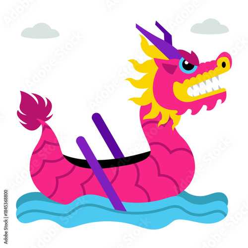 Dragon boat illustration, editable vector 