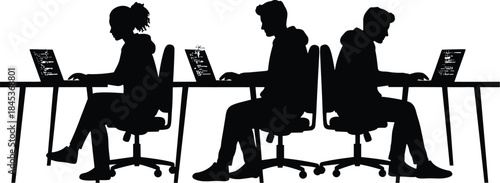 Digital Collaboration and Data Flow Silhouette