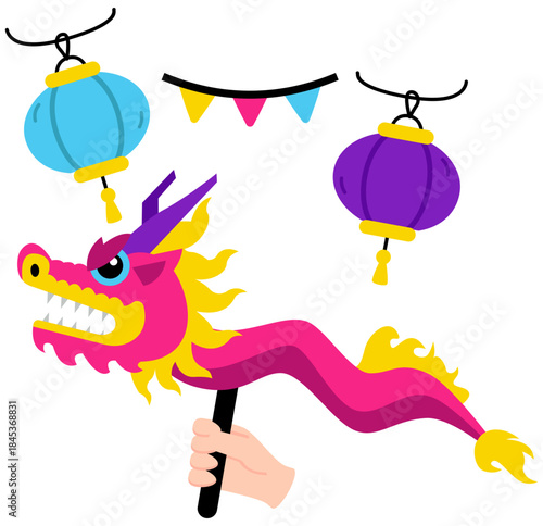 An eye catching design illustration of dragon dance 