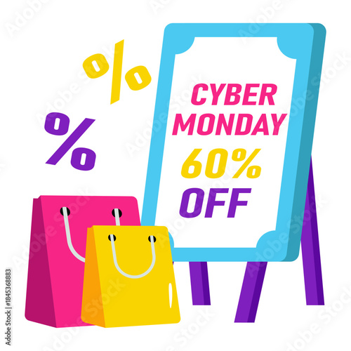 Modern design illustration of cyber Monday sale