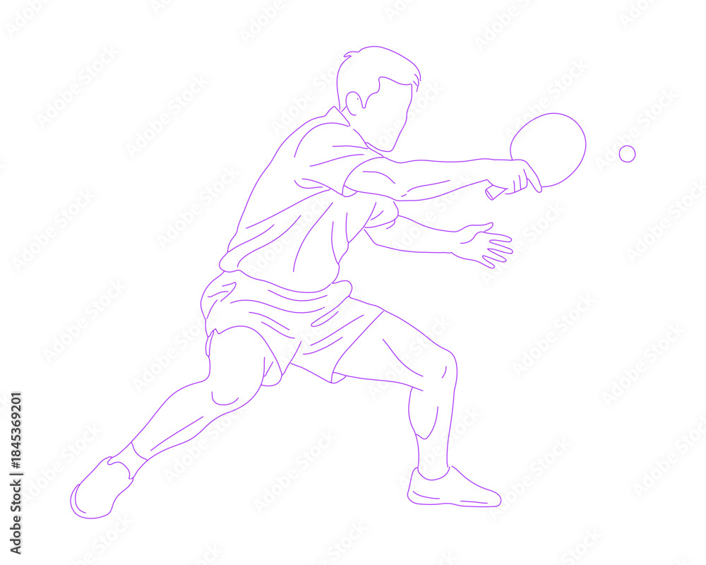 Fototapeta premium Dynamic Table Tennis Player Lineart Illustration