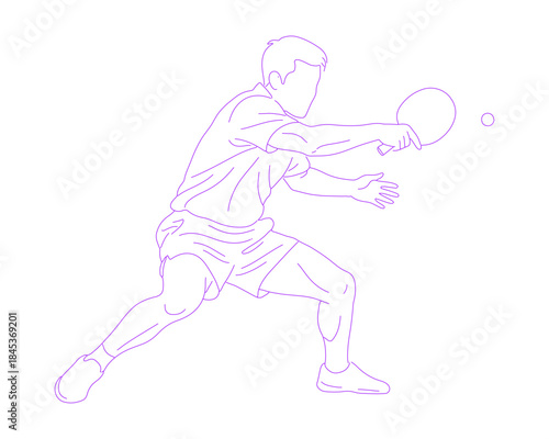 Dynamic Table Tennis Player Lineart Illustration