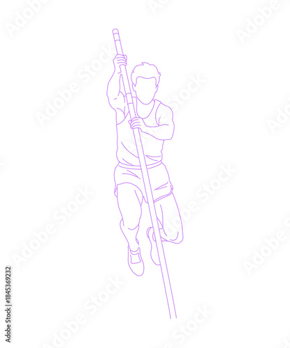 Pole Vault Athlete Lineart Illustration