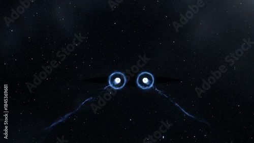 A futuristic spacecraft with glowing engines soaring through the vast expanse of space, leaving trails of light