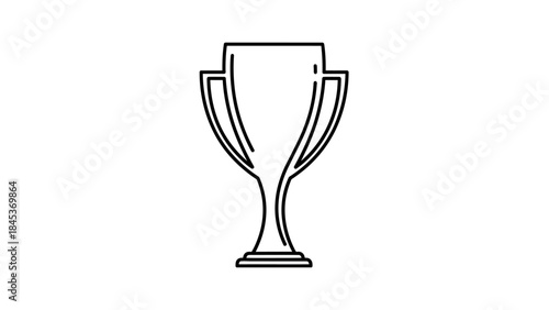 Minimalist Black and White Line Drawing of a Trophy Symbolizing Achievement and Success