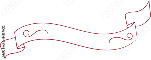 Ribbon Banner Scrollwork Line Art