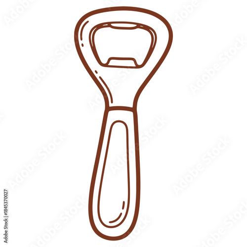 Brown Bottle Opener Illustration Isolated on Transparent Background for Kitchen Tools