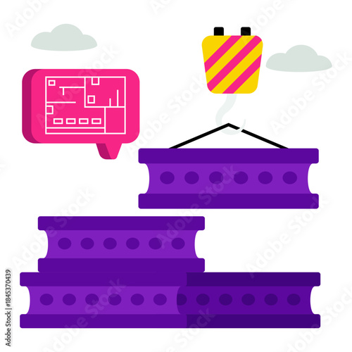 An editable design icon of girder lifting 