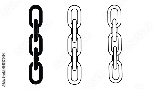 A simple illustration depicts three distinct chains composed of connected links each with varying thickness and style presented on a white background