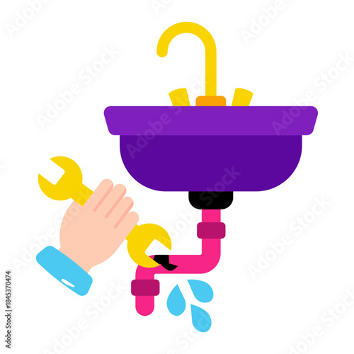 Editable design icon of sink repair 