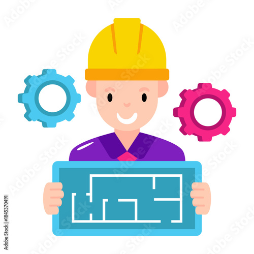 Trendy design icon of architect 