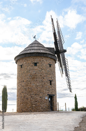 Old reconstructed windmill in spain