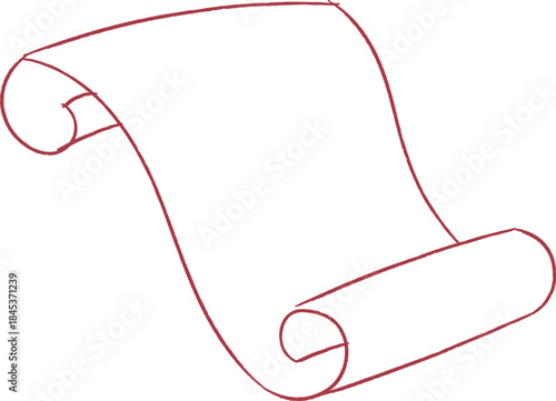 Scroll Unfurling Line Drawing