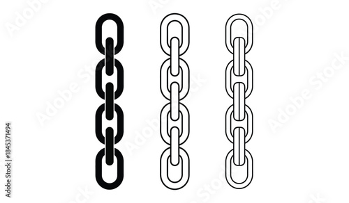 a simple illustration depicts three distinct vertical chains varying in thickness and shading showcasing different visual weights and styles high quality professional detailed