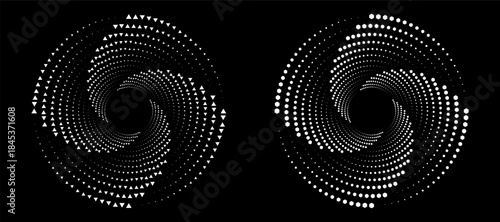 Sound pulsation circles set. Vector illustration of purple radio waves isolated on black background.