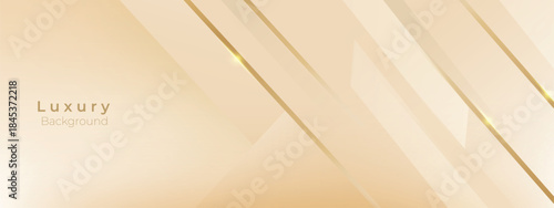 Luxury Cream and Beige Abstract Background with golden lines. Elegant wave shape for premium design, branding layout, and wedding event.