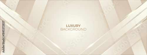 Luxury Cream and Beige Abstract Background with golden lines. Elegant wave shape for premium design, branding layout, and wedding event.