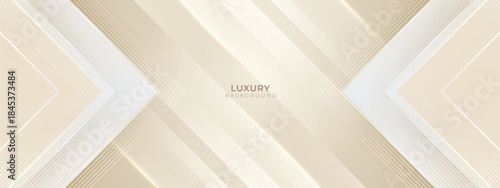 Luxury Cream and Beige Abstract Background with golden lines. Elegant wave shape for premium design, branding layout, and wedding event.