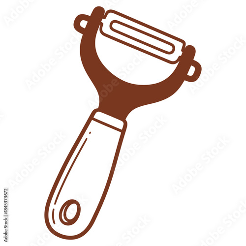Brown peeler icon kitchen utensil vegetable peeling tool design illustration