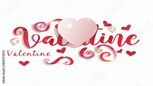 Ultra detailed 3d metallic pink heart glowing softly with valentine's day decorations