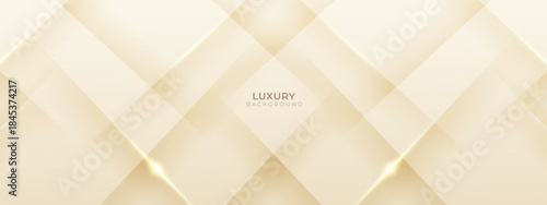 Luxury Cream and Beige Abstract Background with golden lines. Elegant wave shape for premium design, branding layout, and wedding event.