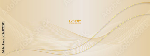 Luxury Cream and waves abstract Background with golden lines. Elegant wave shape for premium design, branding layout, and wedding event.
