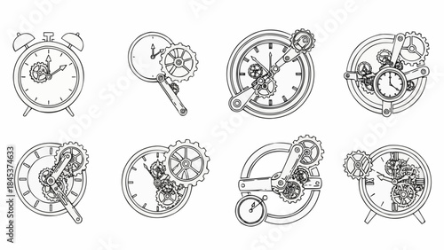 Collection of Steampunk Clock Designs and Mechanical Timepieces.