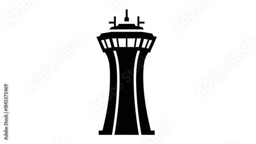 Minimalist Black and White Tower Illustration Highlighting Architectural Design and Structure