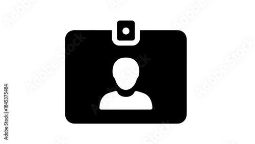 Minimalist Black and White User ID Badge Icon with Placeholder Profile Image Design