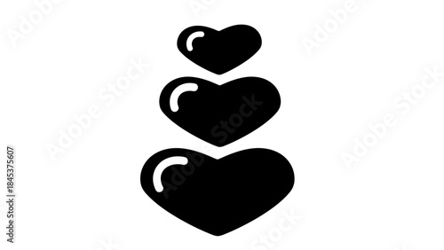 Minimalist Black Heart Icons Array Emphasizing Love and Affection Visual Theme