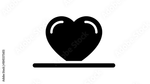Minimalist black heart icon with underline symbolizing love and affection in simple design