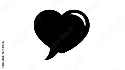 Minimalist black heart-shaped speech bubble icon symbolizing communication and emotions in digital