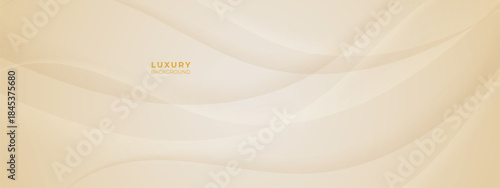 Luxury Cream and Beige Abstract Background with golden lines. Elegant wave shape for premium design, branding layout, and wedding event.