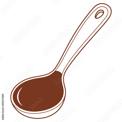 Brown wooden spoon illustration isolated on white background for cooking or baking