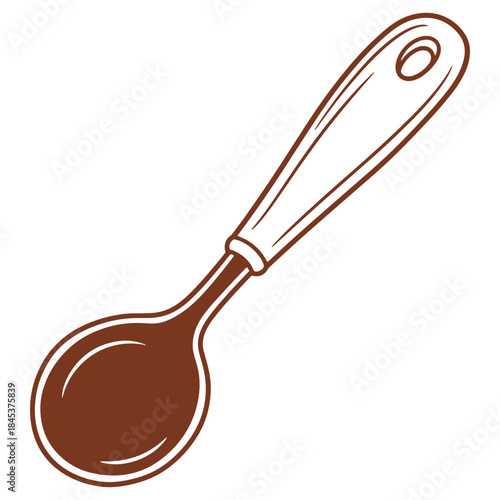 Brown wooden spoon illustration isolated on white background for cooking or baking