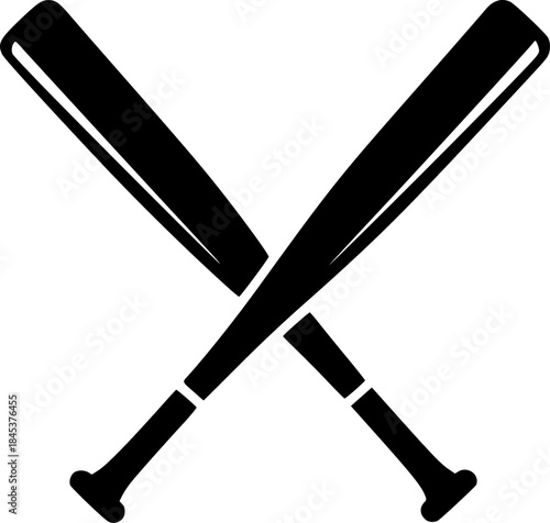 Baseball bats illustration in black and white on a clean white background
