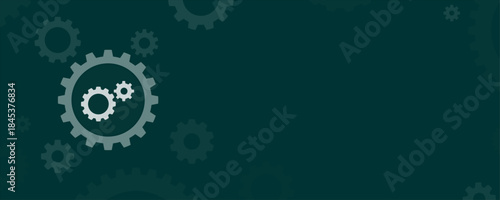 Two Small Gear Wheels Integrated with Large Gear Wheel Mechanism Concept Vector Graphic with Copy Space