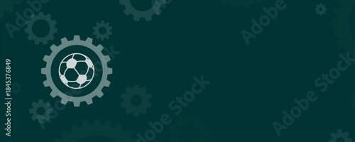 Soccer Ball Integrated with Gear Wheel Sport Concept Vector Graphic with Copy Space