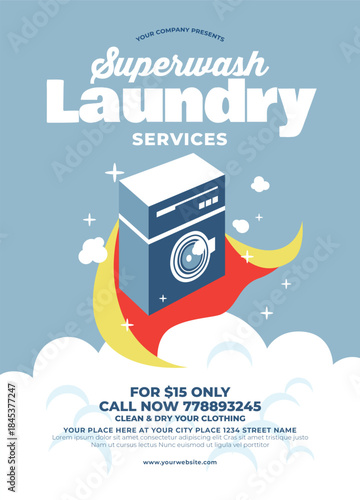superwash laundry service graphic flyer layout