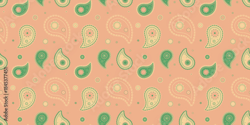 Clothes simplicity paper repetition. Paisley dress in image retro. Designer surface of Indian cucumber texture.