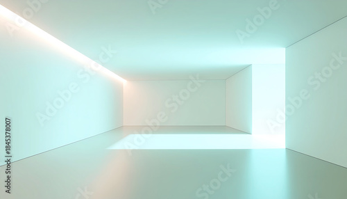 Minimalist empty room with soft natural light and smooth greige walls creating calm and clean architectural environment