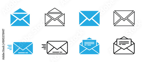 Simple mail icons  in Different Colors.envelope mail icon vector illustration Message envelope line art icon for apps and websites
