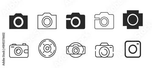 Camera icon set Photo camera silhouette, icon Simple Black and White Camera Icon for Photography Photo camera vector icon isolated