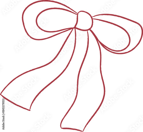 Bow Knot With Ribbons Line Art