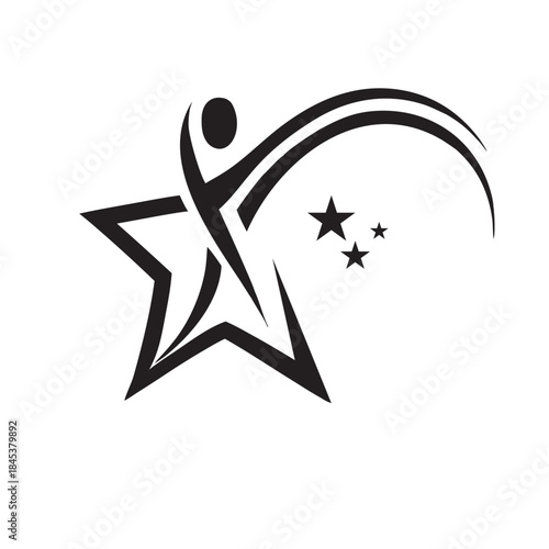 Dynamic Star and Human Figure Achievement Symbol