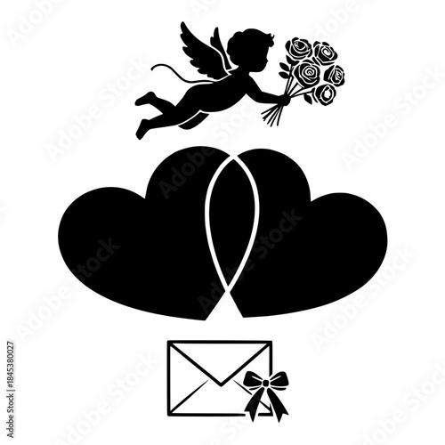 envelope with heart and flowers