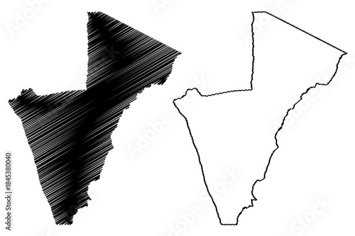 Barra municipality (Bahia state, Municipalities of Brazil, Federative Republic of Brazil) map vector illustration, scribble sketch Barra map