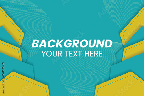 Modern geometric background with teal and yellow layered shapes. Clean, abstract design ideal for banners, posters, social media, and presentations. Editable template with bold layout for professional