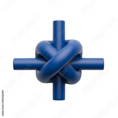 Blue Knot Sculpture: Intertwined Tubular Forms in a Symmetrical Design.