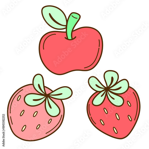 set of apples and strawberries 